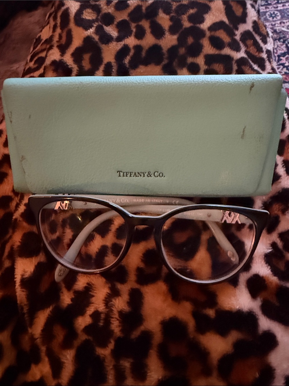 Tiffany & Co. Black Cat-Eye Glasses with Tiffany Blue Case